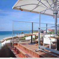 Bar en plein air sur le côté de la rue avec balustrade en verre coupe-vent