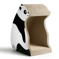 Maison pour chat en carton ondulé en forme de panda, griffoir, lit et espace de repos pour chats d'intérieur