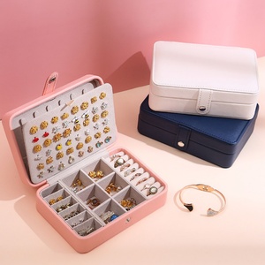 Portable PU Leather Jewelry Organizer <b>Storage</b> Case Modern <b>Mini</b> Travel Jewelry <b>Box</b> for Girls/Women's Earrings for Travel - Product Image 3