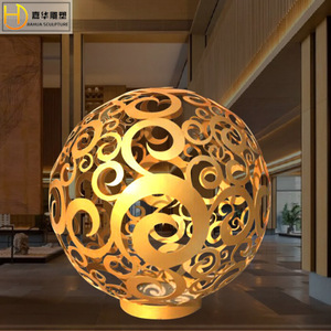 Sculpture sphérique creuse en acier inoxydable, grande décoration de jardin extérieure, ornement décoratif à poser au sol, motif géométrique abstrait - Product Image 5