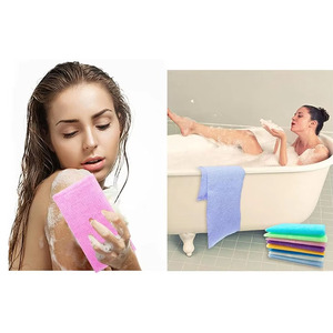 Balle exfoliante pour le dos avec logo personnalisé, colorée, longue, pour le bain, en tissu de beauté pour la peau, lavage corporel, loofah, éliminateur de peaux mortes, nettoyage - Product Image 6