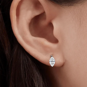 Boucles d'oreilles clous en or 9 carats, forme <span class=keywords><strong>marquise</strong></span>, diamant, personnalisées, diamant de laboratoire - Product Image 3
