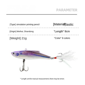 Señuelo duro Luya Pencil VI de 21g de acero inoxidable para agua dulce, con <span class=keywords><strong>tres</strong></span> anzuelos, simulación de pez en aguas profundas, para pesca de lubina en bahías remotas. - Product Image 2