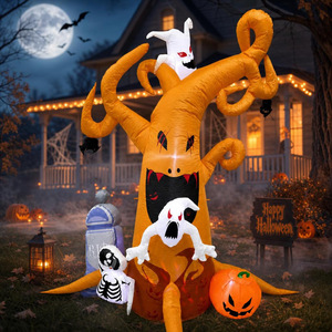 Decoración de Halloween 2026: Espeluznante Calavera Fantasma Inflable de 2.4 Metros para Ambiente de Patio - Product Image 1
