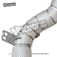 Collecteur d'échappement sport en acier inoxydable SS304 pour Mercedes E63 E63S AMG W213 4.0TT 2016-2023, à flux libre avec bouclier thermique