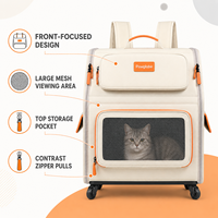Mochila Transportadora para Gatos com Rodas, Porta de Malha Respirável e Alça para Transporte, Ideal para Visitas ao Veterinário e Viagens