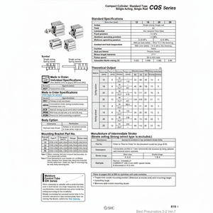 SMC Pneumatics Cylindre Compact CDQSB25-10TM Pièce Pneumatique de Haute Qualité - Product Image 1