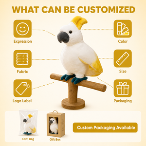 Peluche Cacatoua avec crête jaune, oiseau <span class=keywords><strong>blanc</strong></span> doux et réaliste, idéal pour la décoration ou comme cadeau - Product Image 2