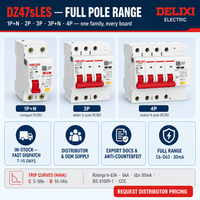 DELIXI 2P RCBO 10A Courbe C Bipolaire Type AC Disjoncteur Différentiel 230V 6kA Protection Contre les Fuites Certifié CE Rail DIN