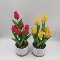 Plantation artificielle de tulipes à la main avec pot de fleurs en céramique couleur personnalisable Style moderne remise des diplômes et décoration de mariage article