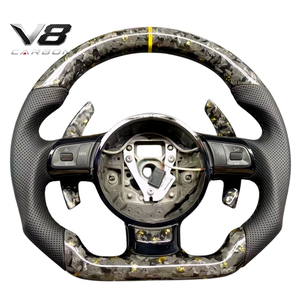 Volante de fibra de carbono real personalizado estilo deportivo de carreras, accesorios interiores para coche V8carbon para A3 S3 <span class=keywords><strong>RS3</strong></span> <span class=keywords><strong>8P</strong></span>, piezas de modificación de automóviles. - Product Image 6