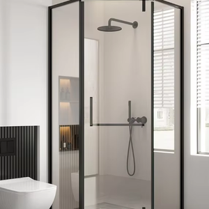 Noir sans cadre verre acier Double face salle de <span class=keywords><strong>douche</strong></span> porte en verre poignée panneau salle de bain <span class=keywords><strong>douche</strong></span> porte en verre - Product Image 2