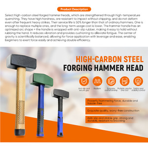 Martillo de Piedra Industrial de Alta Resistencia para Mecánicos con Mango de Madera y Empuñadura Texturizada de TPR, Personalizable OEM - Product Image 3