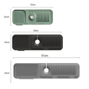 Tapis de protection en silicone pour robinet d'évier avec rainures de drainage, protège-éclaboussures rectangulaire pour comptoir de cuisine, plateau de séchage absorbant - Product Image 3