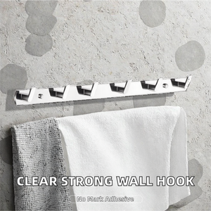 Modern Transparent Waterproof Multifunction Self Adhesive <b>Wall</b> <b>Mounted</b> Stainless Steel Plastic Hook Nail Free Kitchen Bathroom - Product Image 2