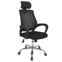 Chaise de bureau de direction moderne pivotante ergonomique avec dossier en maille, tissu doux, hauteur réglable, accoudoirs, noire, fabriquée en Chine