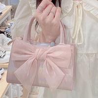 Sac à main pochette rose d'été pour femme avec nœud, bandoulière unique, sac messager portable à porter sous le bras, style jeune fille
