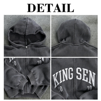 Sudadera con capucha de punto grueso con logotipo personalizado, estilo vintage, con cremallera y bordado
