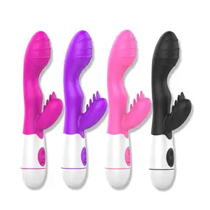 30 Tần Số Động Cơ Kép Massager Điện Rung Silicone Thỏ Vibrator USB Phí G Điểm Rung Lưỡi