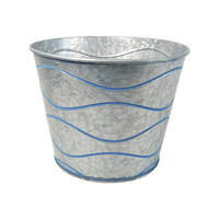 Seau à fleurs rond en métal pour balcon, décoration de jardin, maison et ferme, pour l'intérieur et l'extérieur, avec ligne en relief