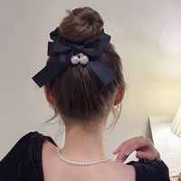 Nouveaux chouchous simples en ruban perlé, élastiques à nœud papillon coréen, accessoires capillaires élégants pour femmes et filles
