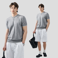 T-shirt en maille modale pour homme, toucher doux, manches courtes, col en V, pull décontracté d'été pour homme, tricot léger