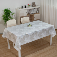 Nappe jetable rectangulaire en tissu ciré anti-taches motif floral argenté RNPT pour extérieur