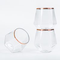 Verres à vin en plastique 12 oz en forme de diamant sans tige en or rose tasses jetables pour la fête tasse à whisky réutilisable incassable
