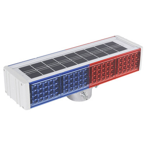 Solar Powered Flashing <b>Red</b> Blue LED Traffic Safety Warning Light Integrated Type Fixed Installation PC <b>Material</b> Model 365 - Product Image 1