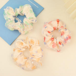 Ethereal Spot Tulle Scrunchie Hair Tie Premium Women's No-Damage Ponytail Holder Sweet Style Elastic Hair Band - Product Image 3