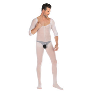Venta al por mayor Sexy Hombre Lencería de manga larga Bodystocking Entrepierna abierta Babydoll Bodysuits - Product Image 4