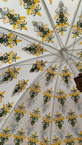 Parasol de plage classique à imprimé floral en coton, protection solaire, pliable manuellement, pour usage extérieur - Product Image 4