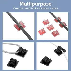 24ชิ้นสายซิลิโคนสีดำตะขอตารางสำหรับหูฟังและหูฟังสายจัดการสายเคเบิลแพ็ค - Product Image 5