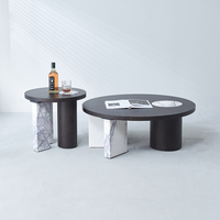 Ensemble de tables basses rondes en marbre et bois de luxe moderne, design italien, tables gigognes, table centrale, table d'appoint pour salon