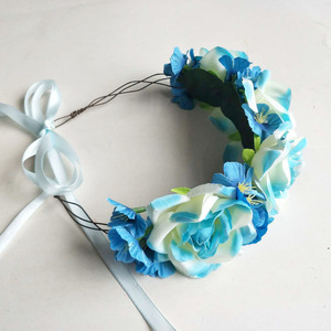 Hera personalizado barato flor diadema Festival azul Floral corona Rosa flor accesorio para el cabello - Product Image 3
