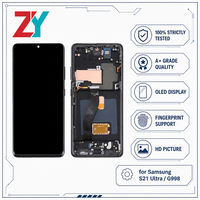 Layar Sentuh LCD OLED HD+ Samsung S21ultra/G998 dengan Frame untuk Perbaikan dan Penggantian Ponsel, Garansi 1 Tahun, 400cd+