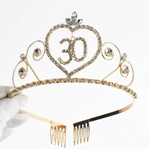 Couronne de cheveux en forme de cœur rose pour anniversaire de 16, 18, 21, 30 ans, bijoux de cheveux pour fête d'anniversaire - Product Image 1