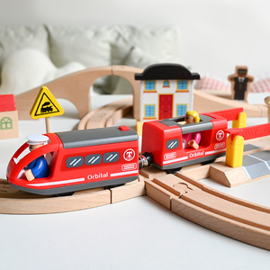 Piste de Simulation en <span class=keywords><strong>bois</strong></span> pour enfants modélisation de <span class=keywords><strong>Locomotive</strong></span> électrique augmentation réaliste bébé amusant éducation précoce jouets éducatifs - Product Image 3