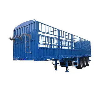 2 3 4 Axlle 30 50 60ton Pared lateral Estaca para ganado Transporte a granel de servicio pesado Semi Camión Valla Semi remolque de carga cerrado