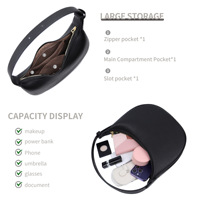 Sac Demi-Lune en Cuir PU avec Fermeture Éclair, Bandoulière Réglable, Tendance Décontractée, Porté Épaule ou Croisé