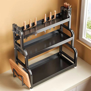 Estante de Metal de acero multifuncional de tres niveles, estante de cocina, almacenamiento de especias, organizador de condimentos, soporte para ollas para uso de <span class=keywords><strong>alimentos</strong></span> - Product Image 3