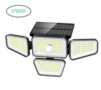 Lámpara Solar de Pared de Tres/Cuatro Cabezas, 270/218 LED, Sensor de Seguridad, para Entrada de Garaje, Exterior, Impermeable, Reflector Multicabezal