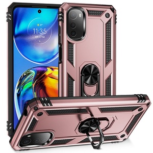 Coques de téléphone portables uniques en TPU et PC avec support métallique et anneau de maintien pour Motorola Moto E32 4G - Product Image 1
