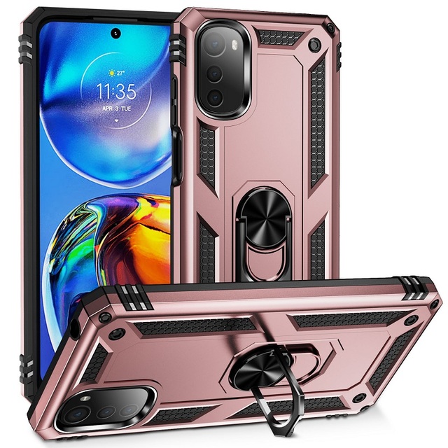 Unique TPU PC Cell Phone Cases Metal Kickstand Ring Holder Back Cover for Motorola Moto E32 4g