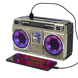 ลำโพงพลาสติกย้อนยุค TF สเตอริโอซับวูฟเฟอร์ชาร์จแบบพกพาไร้สายพร้อมไฟฉายเสาอากาศ360องศา4-band usa/bt วิทยุ - Product Image 1