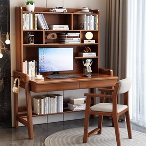 Moderna Sedia e Scrivania per <span class=keywords><strong>Computer</strong></span> in Legno per Ufficio Domestico Scrittoio per Studenti con Libreria e Ripiano - Product Image 2