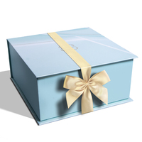 Fabricant en gros de luxe personnalisé Emballage en papier carton Boîtes cadeaux rigides pliantes bleues avec ruban