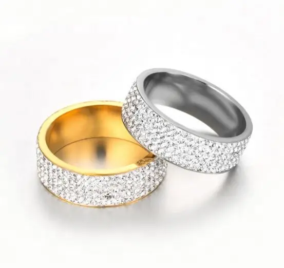 Wholesale Cheap Stainless Steel Crystal Diamond Couple Rings for Men and Women