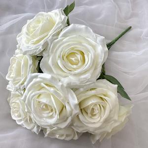 Gran oferta, nuevo, 9 cabezas, perla, rosa, tela <span class=keywords><strong>de</strong></span> abrasión, ramo <span class=keywords><strong>de</strong></span> simulación <span class=keywords><strong>de</strong></span> rosas, decoración del Día <span class=keywords><strong>de</strong></span> San Valentín, flores falsas - Product Image 5