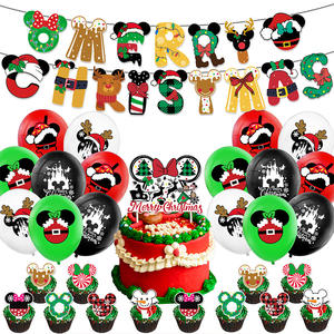 Style <span class=keywords><strong>de</strong></span> noël mignon dessin animé <span class=keywords><strong>Mickey</strong></span> thème fête décoration ballons ensembles fête d'anniversaire bannière gâteau Topper ensemble fête fournitures - Product Image 1